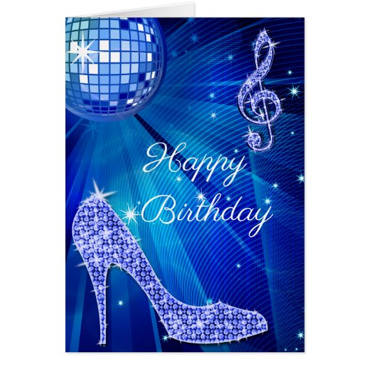 Sparkle Heels Blue Disco Ball Cards (Front)