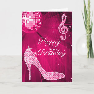 Sparkle Heels Hot Pink Disco Ball Card