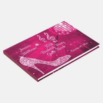 Sparkle Heels Pink Disco Ball Birthday Guest Book by Sarah_Designs at Zazzle