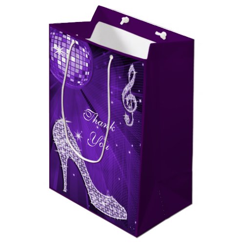 Sparkle Heels Purple Disco Ball Birthday Thank You Medium Gift Bag