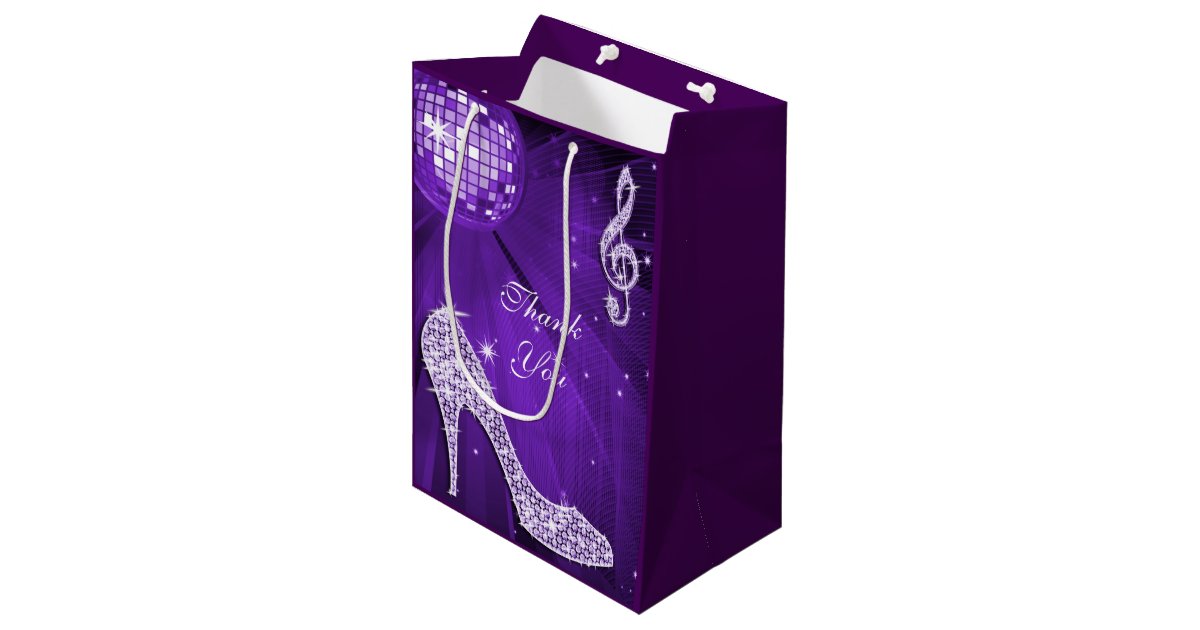 Sparkle Heels Purple Disco Ball Birthday Thank You Medium Gift Bag | Zazzle.com