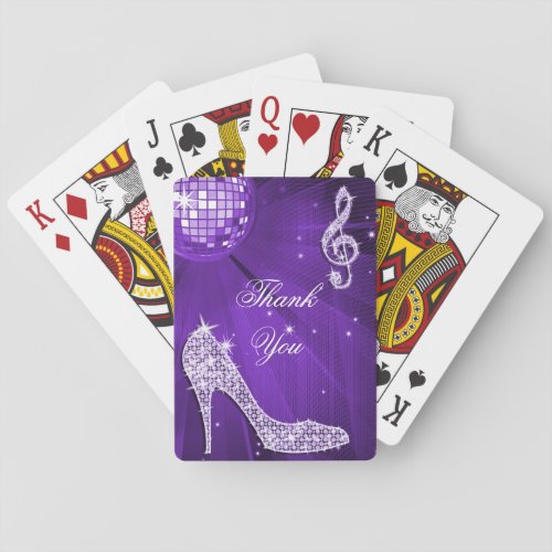 Sparkle Heels Purple Disco Ball Birthday Thank You Poker Cards
