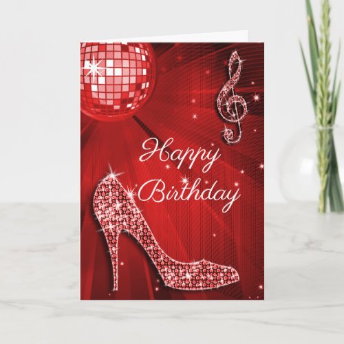 Sparkle Heels Red Disco Ball Card