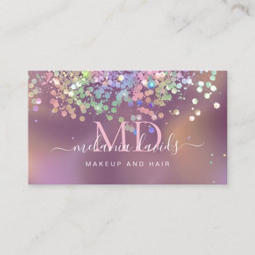 Sparkle Holographic Glitter Elegant Beauty Salon Business Card