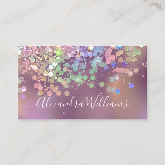 Sparkle Holographic Glitter Elegant Makeup Artist Business Card (Front)