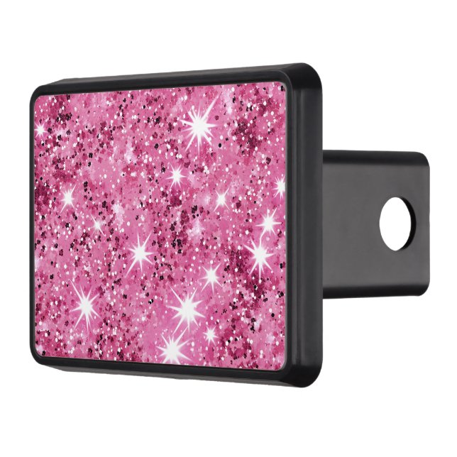 Sparkle Hot Pink Stars Glitter  Hitch Cover (Left)