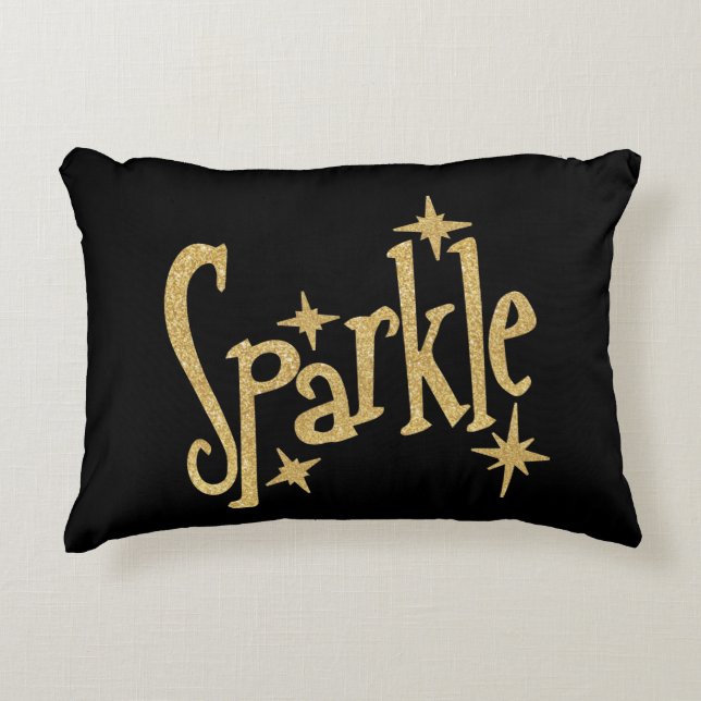 Sparkle in Gold Black Accent Pillow (Front)