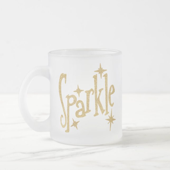 Sparkle in Gold Frosted Glass Coffee Mug (Left)