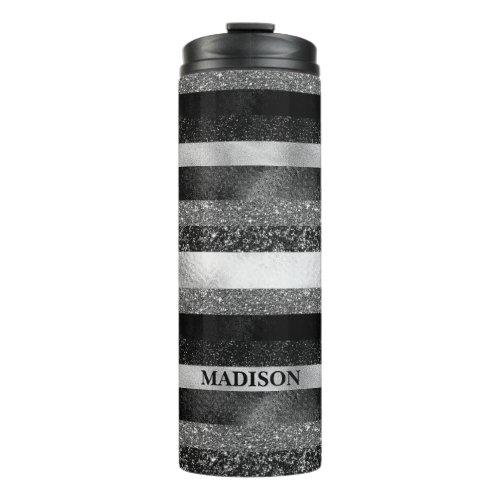 Sparkle in Silver and Black  Thermal Tumbler