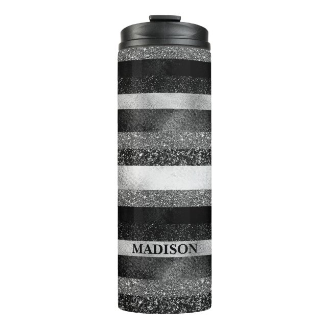 Sparkle in Silver and Black  Thermal Tumbler (Front)