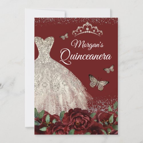 Sparkle Jewel Dress Butterfly Quinceanera Invitation