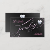 Sparkle Jewelry Business Card Black Pink Heart 3 (Front/Back)