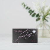 Sparkle Jewelry Business Card Black Pink Heart 3 (Standing Front)