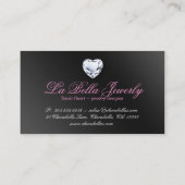 Sparkle Jewelry Business Card Black Pink Heart 3 (Back)