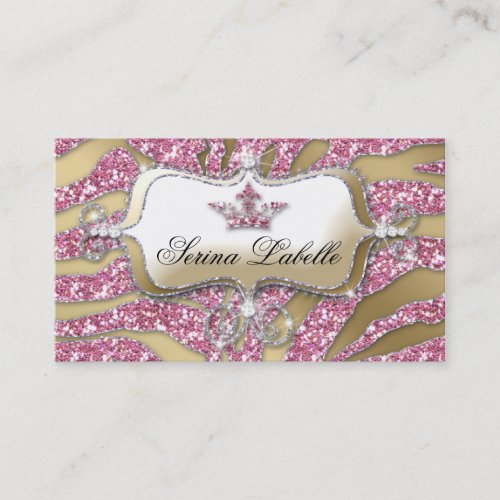 Sparkle Jewelry Business Card Zebra Crown Pink
