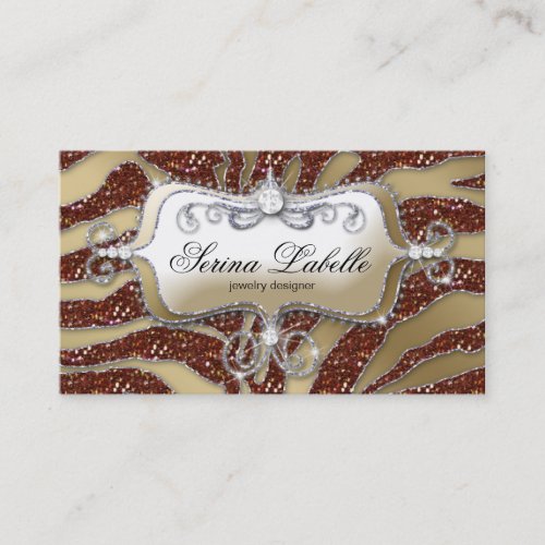Sparkle Jewelry Business Card Zebra Gold Brown