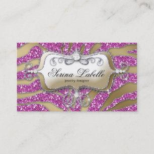 Sparkle Jewelry Business Card Zebra Gold Pink 2
