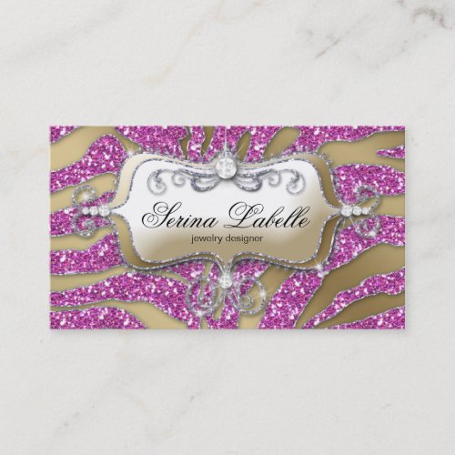 Sparkle Jewelry Business Card Zebra Gold Pink 2