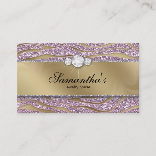 Sparkle Jewelry Business Card Zebra Gold Pink 2