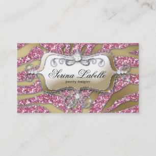 Sparkle Jewelry Business Card Zebra Gold Pink 5