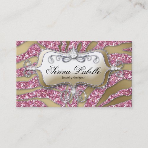 Sparkle Jewelry Business Card Zebra Gold Pink 5