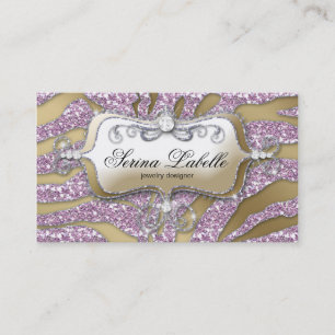 Sparkle Jewelry Business Card Zebra Gold Pink Ice