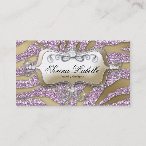 Sparkle Jewelry Business Card Zebra Gold Pink Ice
