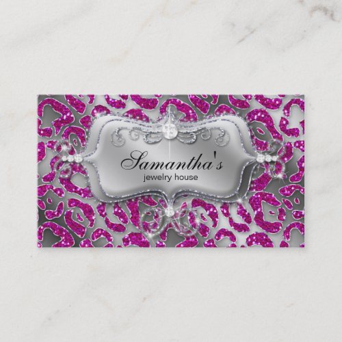 Sparkle Jewelry Business Card Zebra Hot Pink Silve
