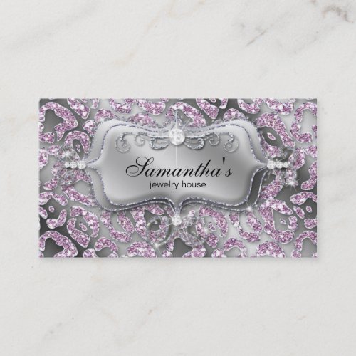Sparkle Jewelry Business Card Zebra Ice Pink
