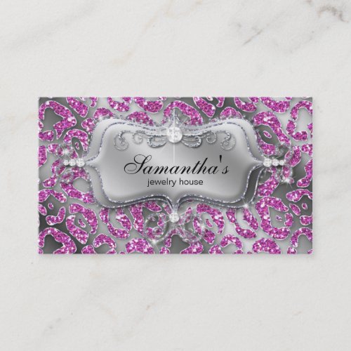 Sparkle Jewelry Business Card Zebra Pink Silver