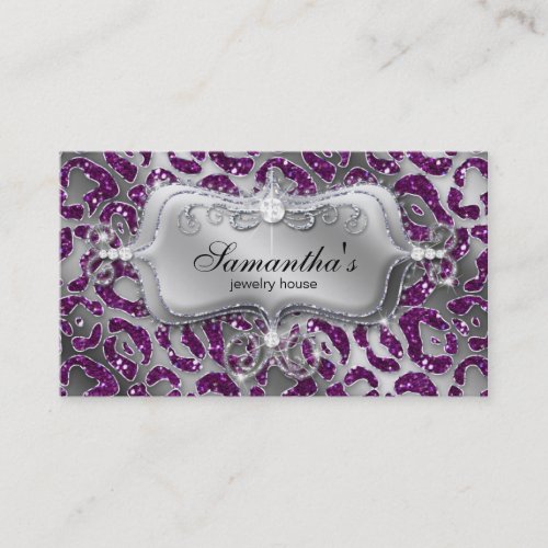 Sparkle Jewelry Business Card Zebra Silver Purple