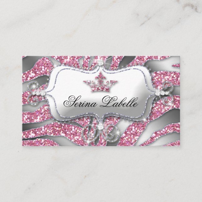 Sparkle Jewelry Loyalty Card Zebra Crown Pink (Front)