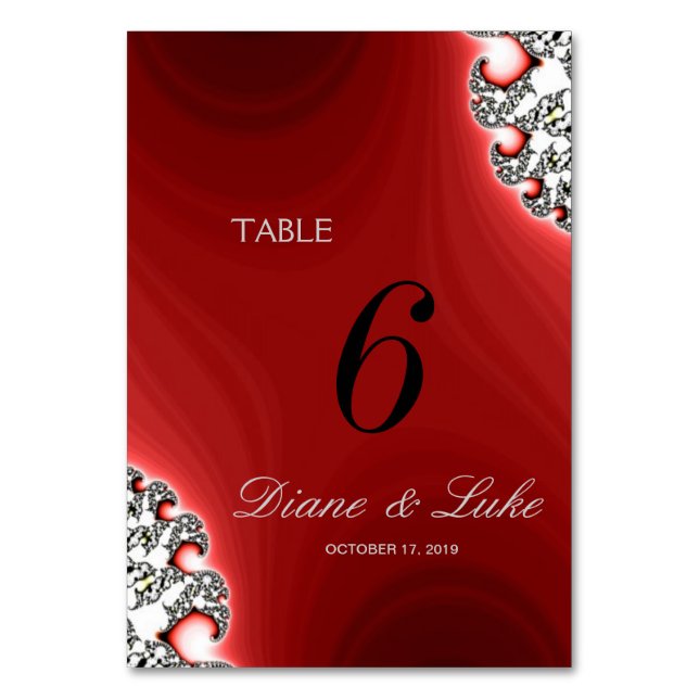 Sparkle Jewelry Red Wedding Menu+Table Card (Front)