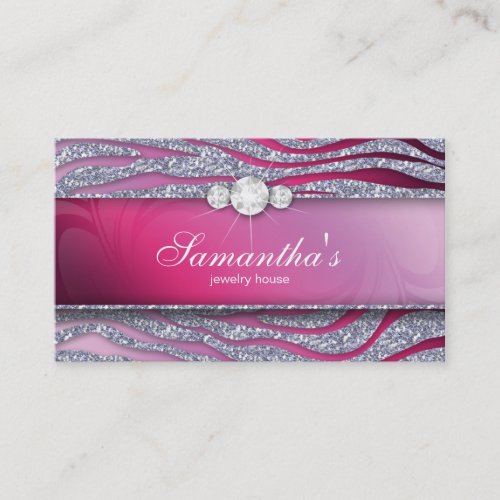 Sparkle Jewelry Business Card Zebra Plum Pink