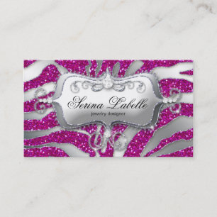 Sparkle Jewelry Zebra Silver Pink Business Card