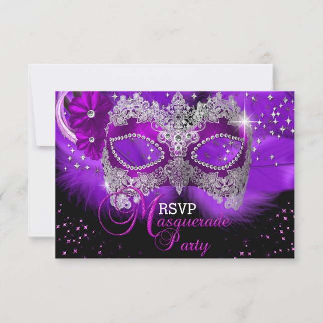 Sparkle Lace Mask Purple Masquerade RSVP (Front)