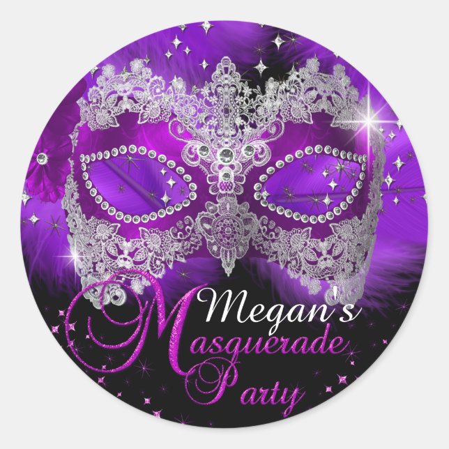 Sparkle Lace Mask Purple Masquerade Sticker (Front)