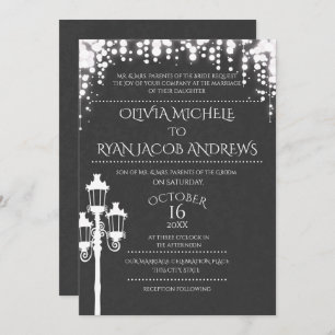 Sparkle Lamp Post Gala Wedding Slate Invitation