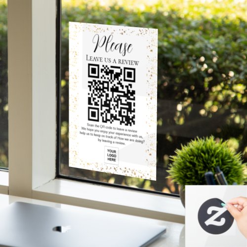Sparkle Leave us a review QR code Window Cling