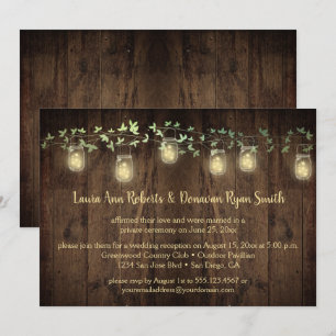 Sparkle Lights Mason Jar Ivy Reception Only Invitation