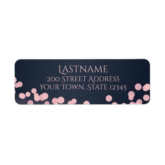 Sparkle Lights Pink and Navy Blue Address Label (Front)