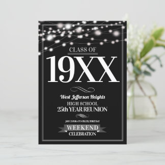 Sparkle Lights School Colors Class Reunion Invitation