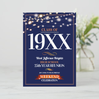 Sparkle Lights School Colors Class Reunion Invitation