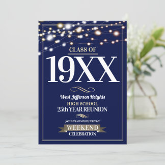 Sparkle Lights School Colors Class Reunion Invitation