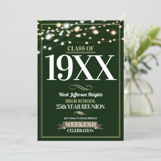 Sparkle Lights School Colors Class Reunion Invitation