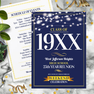 Sparkle Lights School Colors Class Reunion Invitation