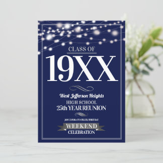 Sparkle Lights School Colors Class Reunion Invitation