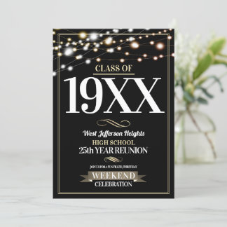 Sparkle Lights School Colors Class Reunion Invitation