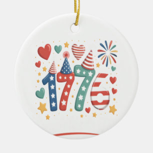 Sparkle Like It’s 1776 4th of July Fireworks Ceramic Ornament