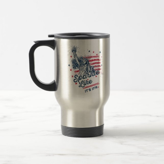 Sparkle Like It's 1776, Patriotic Design, American Travel Mug (Left)